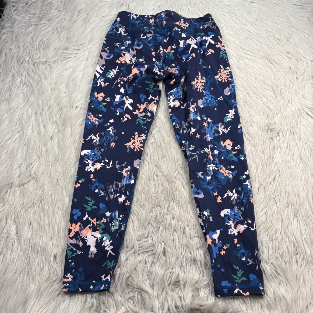 Sweaty Betty Women's S Navy Floral Power 7/8 Length Leggings Gym Yoga Barre